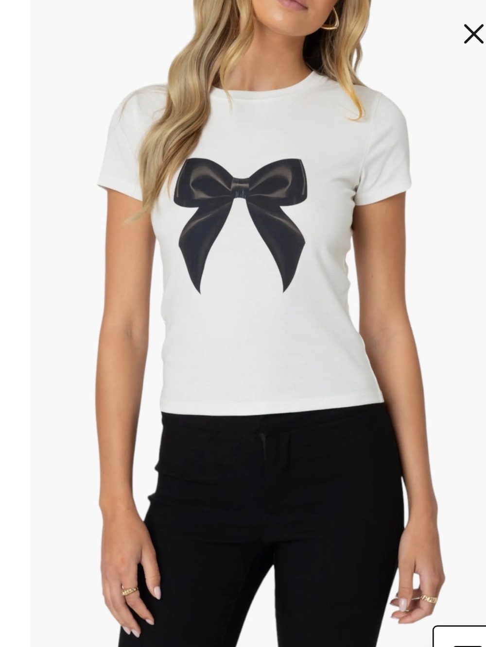 🔥CUTEST EDICTED White Tied Up Bow Graphic Short-Sleeve Tee Sz XS NEW PriceFirm!
